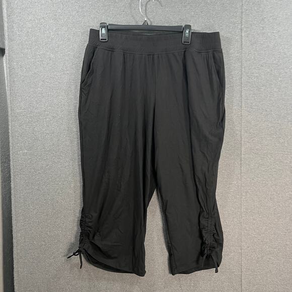 Cuddl Duds Flexwear Cropped Pants with Side-Cinch Black, Large - Picture 1 of 8